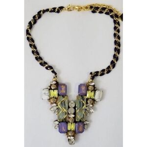 Signed Nocturne Studio JUMI Multicolor Statement Necklace With Leather Backing